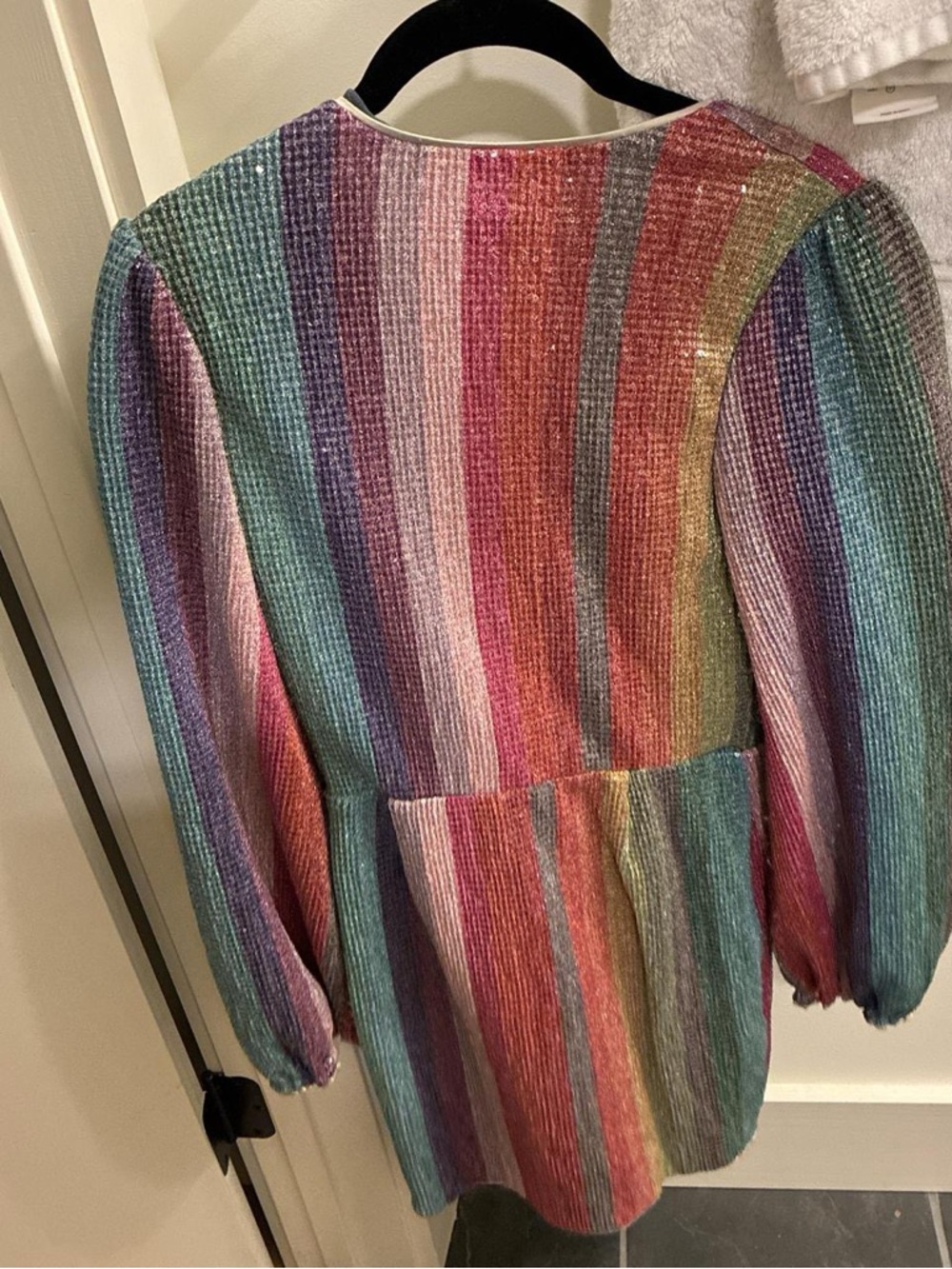 SAYLOR Multicolor Sequin Stripe Mini Dress - Pink, Purple, Teal, Green - Picture 4 of 4